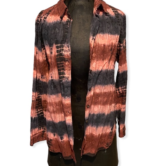 NWT Anthropologie Pilcro Janesse Cotton Tie-Dye Buttondown Top | Women’s XS - Picture 1 of 6